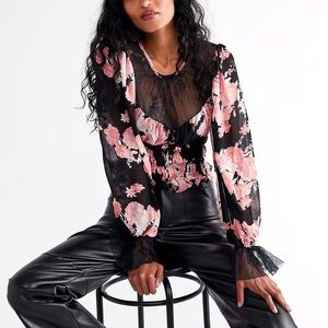 Free People Blouse Long Sleeve Cropped